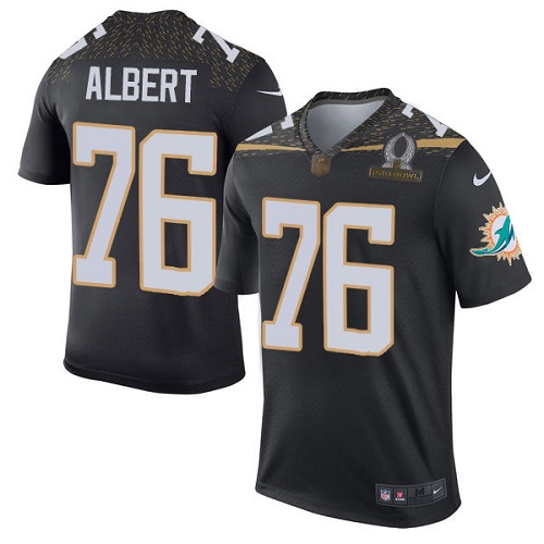 Men's Elite Branden Albert Nike Jersey Black - #76 Team Irvin 2016 Pro Bowl NFL Miami Dolphins
